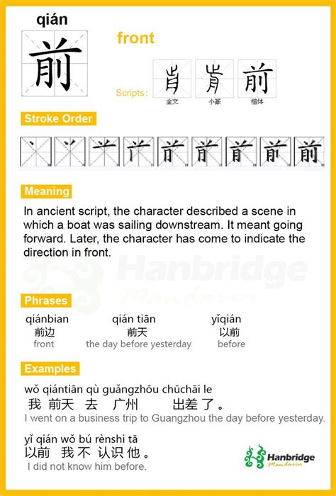 前meaning|Chinese Word: 前